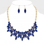 Windham Navy Blue Marquise Stone Cluster Necklace